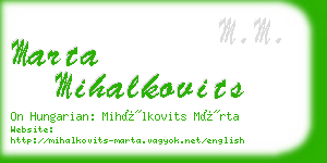 marta mihalkovits business card